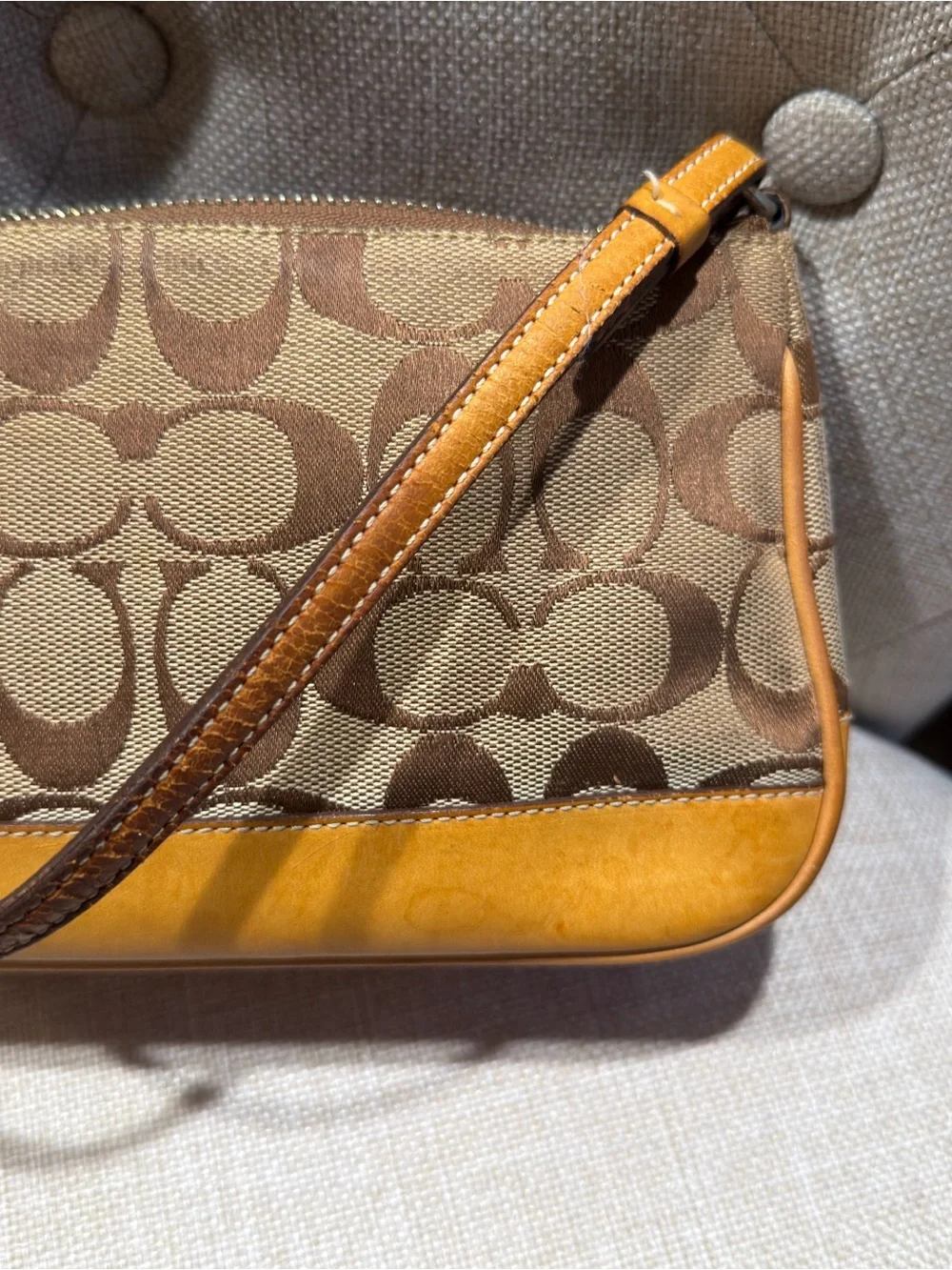 Coach Y2K Hampton Mini Signature Wristlet Brown Canvas Leather Pochette Bag 2004 - Picture 9 of 16